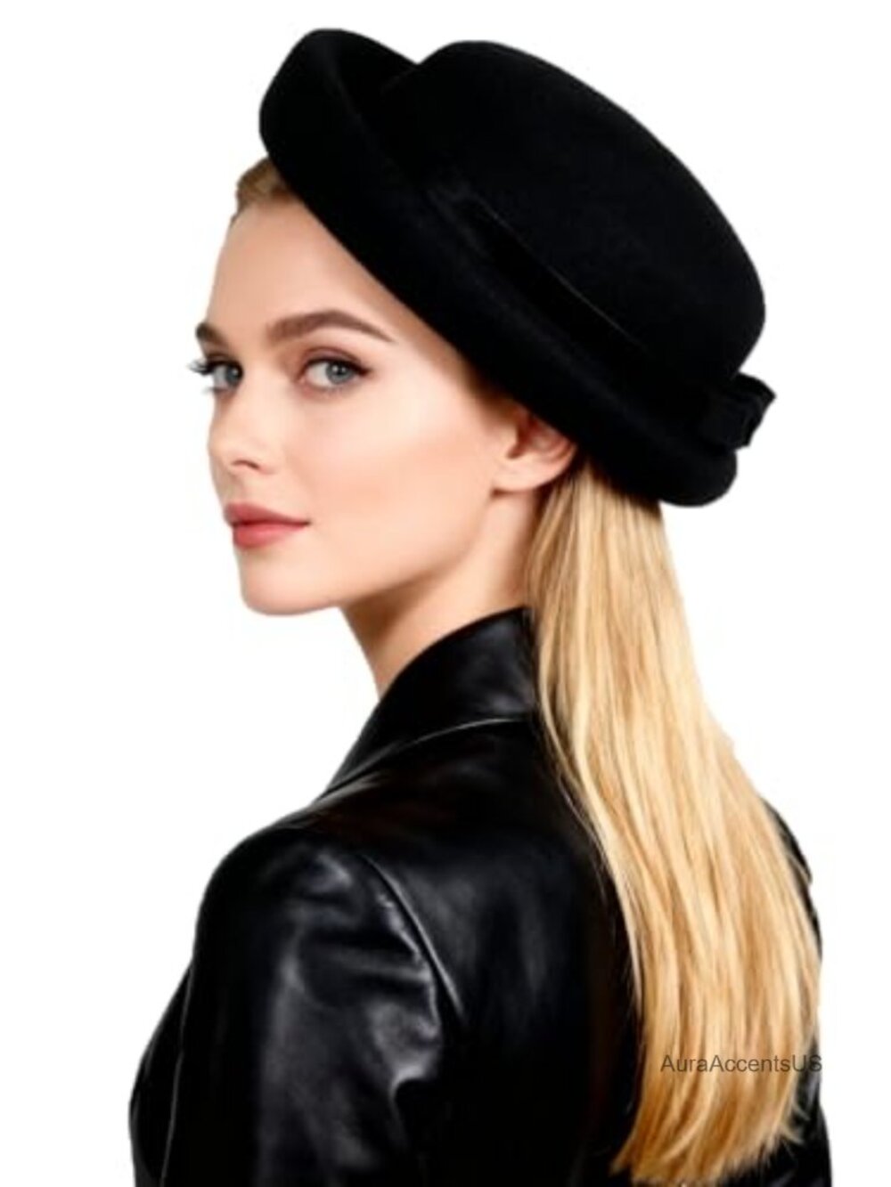 Wool Felt Cloche Hat with Bow Ribbon Formal Church Tea Party Fedora Dome